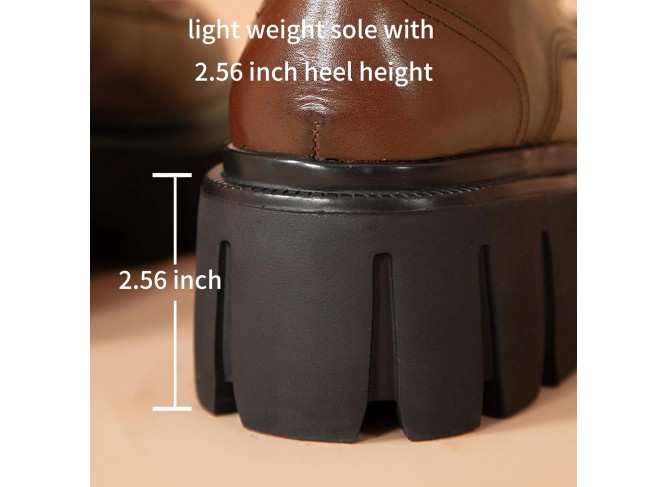 Platform Oxford Shoes, Chunky Leather Lace Up Oxfords Comfort Lug Sole Business Dress Office Shoes