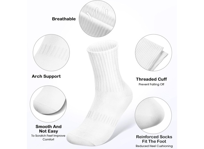 36 Pairs Crew Socks for Women Cotton Tall Socks Bulk Breathable Running Hiking Athletic Long Sock