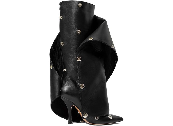 Women's Knee High Boots Pointed Toe Stiletto High Heels Wide Calf Boots Ruched Slouchy Boots with Zipper
