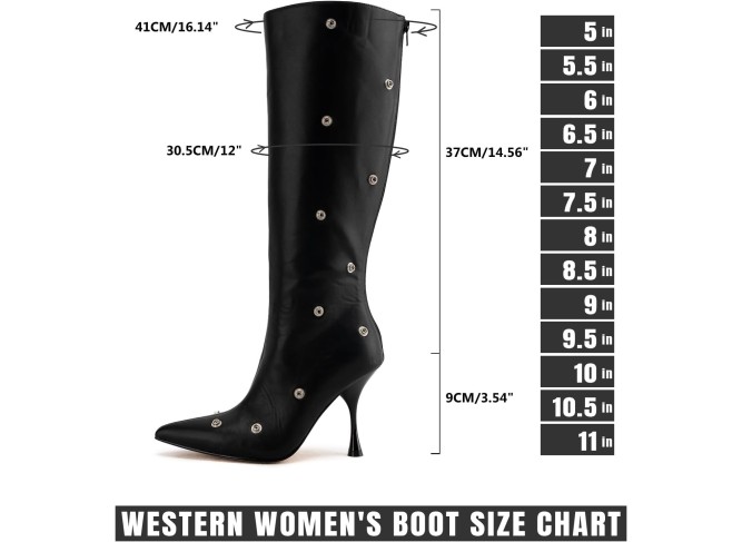 Women's Knee High Boots Pointed Toe Stiletto High Heels Wide Calf Boots Ruched Slouchy Boots with Zipper