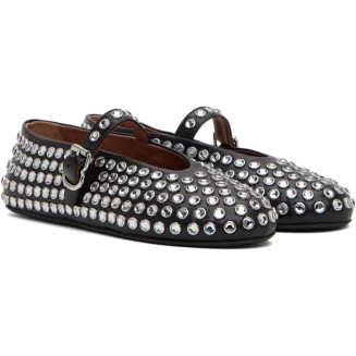 Crystal Ballet Flats Shoes for Women Buckle Strap Sparkly Mary Jane Flats Round Toe Casual Dress Ballerina Shoes