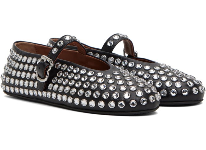 Crystal Ballet Flats Shoes for Women Buckle Strap Sparkly Mary Jane Flats Round Toe Casual Dress Ballerina Shoes