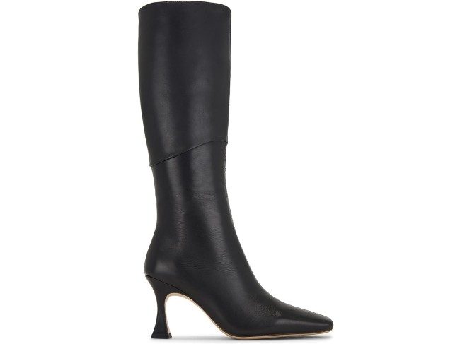 Women's Stretch Knee High Boots Hourglass Shaped Stiletto Heel Calf Boots Square Toe Side Zip Heeled Boots Fall