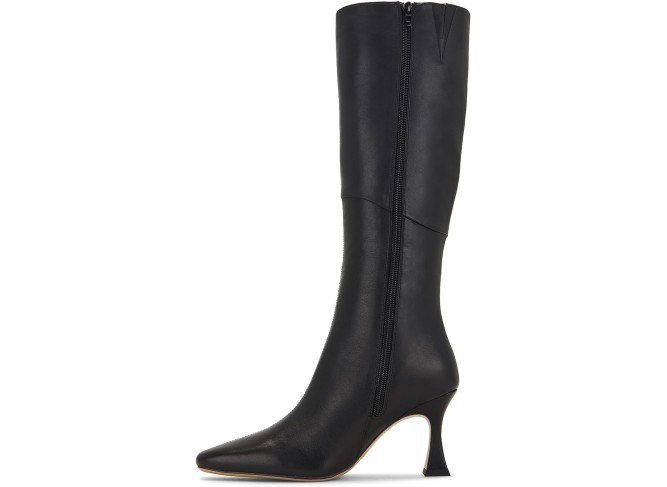 Women's Stretch Knee High Boots Hourglass Shaped Stiletto Heel Calf Boots Square Toe Side Zip Heeled Boots Fall