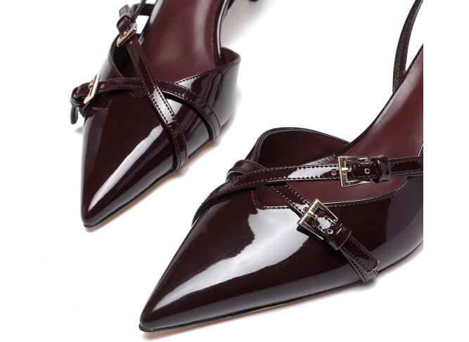 Women's Slingback Kitten Heels Buckle Strap Work Pumps Pointed Toe Slip On Comfortable Dress Shoes
