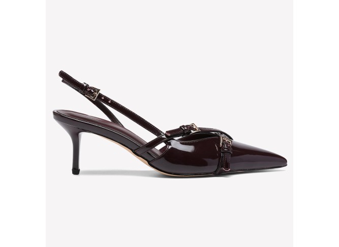 Women's Slingback Kitten Heels Buckle Strap Work Pumps Pointed Toe Slip On Comfortable Dress Shoes