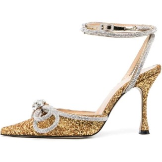 Women's Sparkling Lace-Up Ankle Strap High Heel Sandals with and Crystal