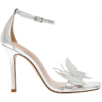Square Open Toe Ankle Strap High Heels for Women;Butterfly Detailing Ankle Strap Heeled Sandals