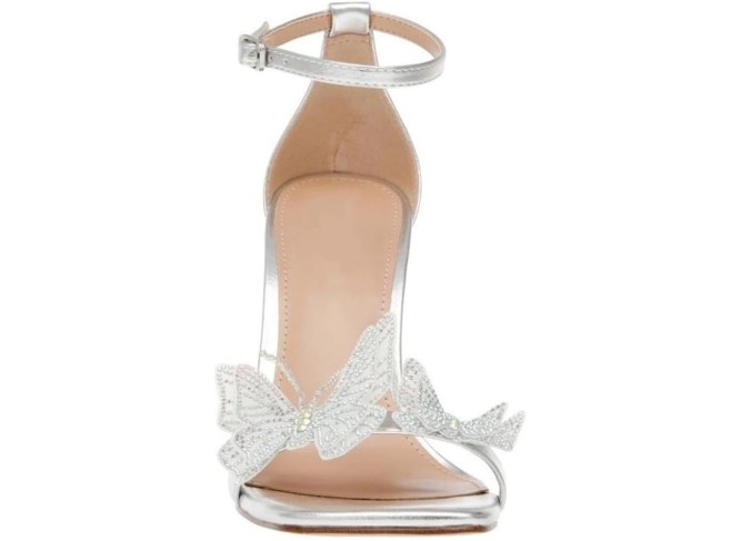 Square Open Toe Ankle Strap High Heels for Women;Butterfly Detailing Ankle Strap Heeled Sandals