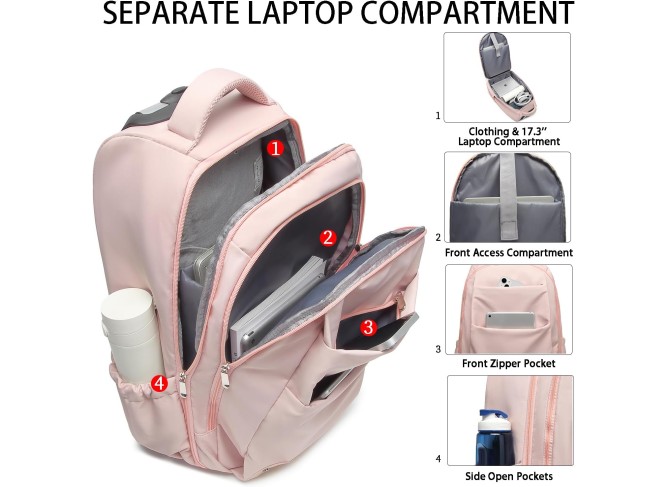 Rolling Backpack,Travel Laptop Backpacks with Wheels 17 inch Water Resistant Backpack Mens Rolling Laptop Lag Women Carry on Bag