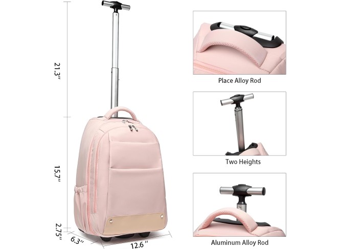 Rolling Backpack,Travel Laptop Backpacks with Wheels 17 inch Water Resistant Backpack Mens Rolling Laptop Lag Women Carry on Bag