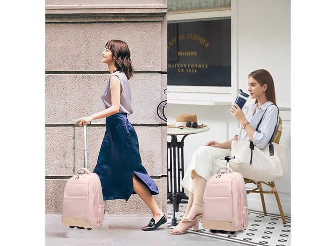 Rolling Backpack,Travel Laptop Backpacks with Wheels 17 inch Water Resistant Backpack Mens Rolling Laptop Lag Women Carry on Bag