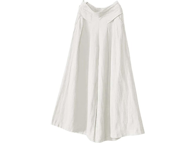 Cotton and Linen Skirt Women's Loose Summer Thin Drooping Wide Leg Pants Half Loose Tight Waist and Thin Casual