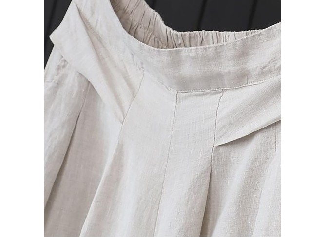 Cotton and Linen Skirt Women's Loose Summer Thin Drooping Wide Leg Pants Half Loose Tight Waist and Thin Casual