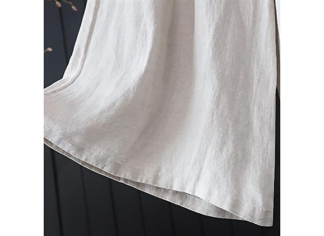 Cotton and Linen Skirt Women's Loose Summer Thin Drooping Wide Leg Pants Half Loose Tight Waist and Thin Casual