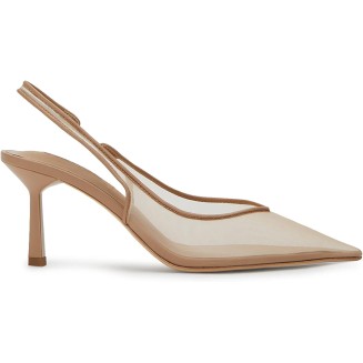 Women's Fine Mesh Slingback Kitten Heels,Pointed Toe Sling Back Heels,Casual Wedding Shoes