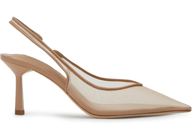 Women's Fine Mesh Slingback Kitten Heels,Pointed Toe Sling Back Heels,Casual Wedding Shoes