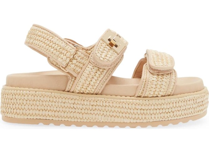 Woven Slingback Platform Sandal,Comfortable Slide Sandals for Women with Double Adjustable Slingback Strap