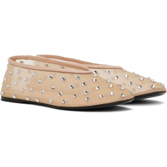 Mesh Ballet Flats Shoes for Women Crystal Round Toe Slip On Ballerina Flats Tulle 