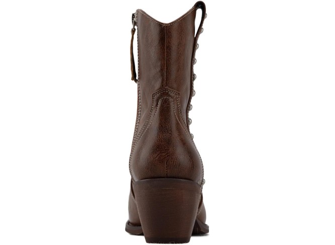 Western Cowboy Boots for Women, Ankle Boots with Round Toe, Studded Cowgirl Boots with Chunky Heel