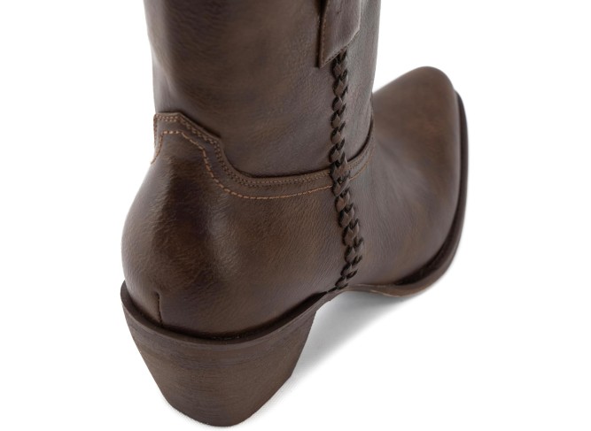 Western Cowboy Boots for Women, Ankle Boots with Round Toe, Woven Cowgirl Boots