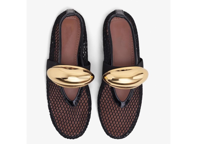 Mesh Ballet Flats for Women Brass Jewel Fishnet Flats with Strap Round Toe Ballerina Shoes Casual Slip On